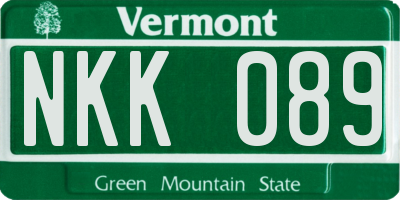 VT license plate NKK089