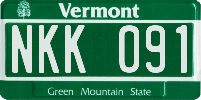 VT license plate NKK091