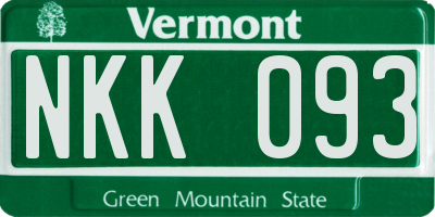 VT license plate NKK093