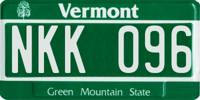 VT license plate NKK096