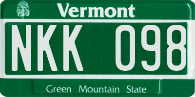 VT license plate NKK098