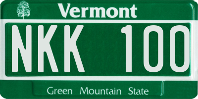 VT license plate NKK100