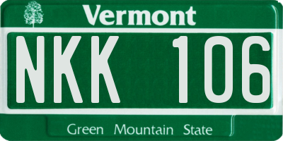 VT license plate NKK106