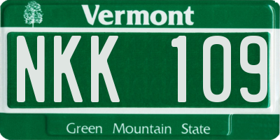 VT license plate NKK109