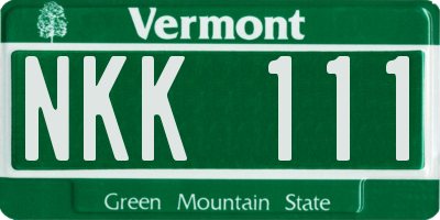 VT license plate NKK111
