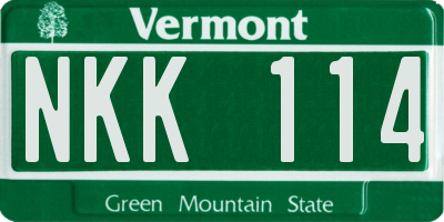 VT license plate NKK114