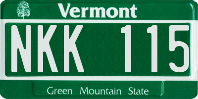 VT license plate NKK115