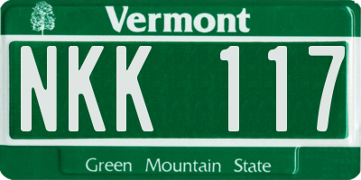 VT license plate NKK117