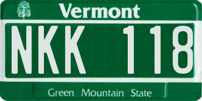 VT license plate NKK118