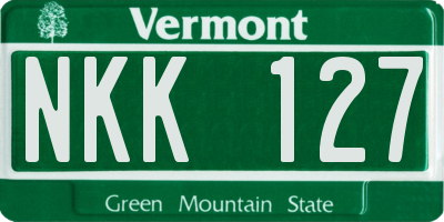 VT license plate NKK127