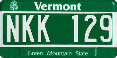 VT license plate NKK129
