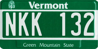 VT license plate NKK132