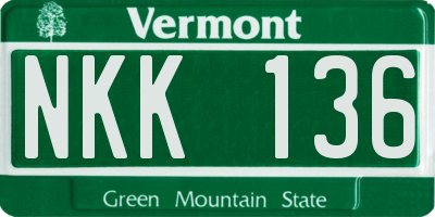 VT license plate NKK136