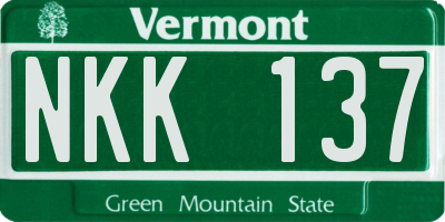 VT license plate NKK137