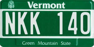 VT license plate NKK140