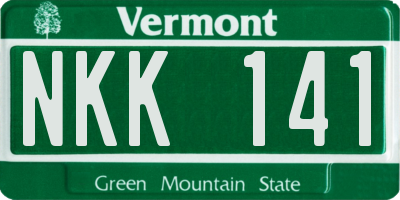 VT license plate NKK141