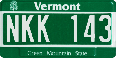 VT license plate NKK143