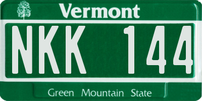 VT license plate NKK144