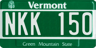 VT license plate NKK150