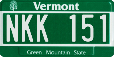 VT license plate NKK151
