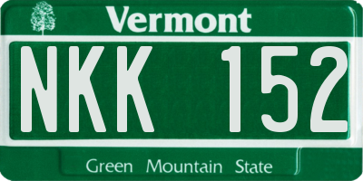 VT license plate NKK152