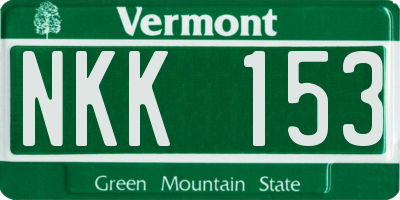 VT license plate NKK153