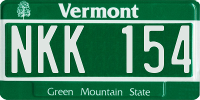 VT license plate NKK154
