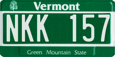 VT license plate NKK157