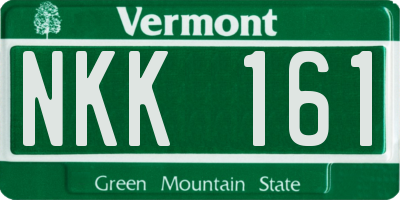 VT license plate NKK161