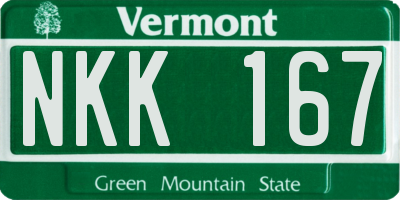VT license plate NKK167