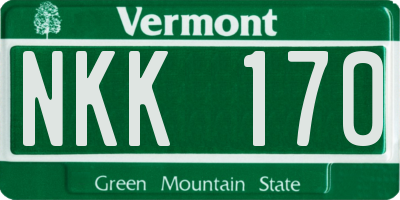 VT license plate NKK170