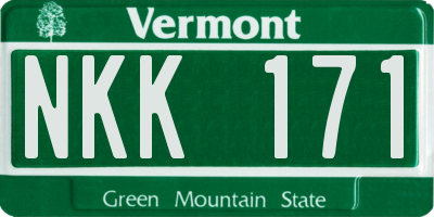 VT license plate NKK171