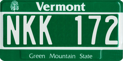 VT license plate NKK172