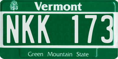 VT license plate NKK173