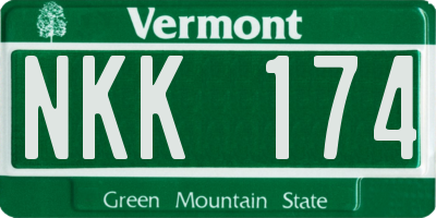 VT license plate NKK174