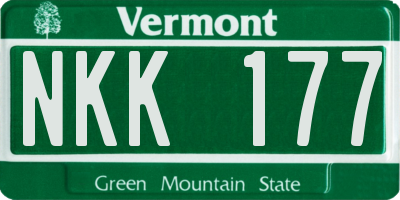 VT license plate NKK177