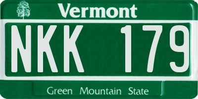 VT license plate NKK179