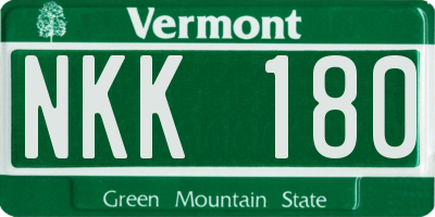 VT license plate NKK180