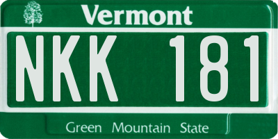 VT license plate NKK181