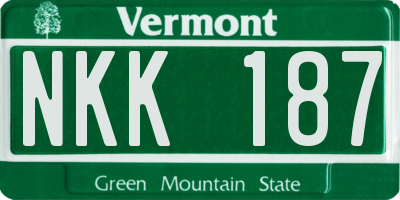 VT license plate NKK187