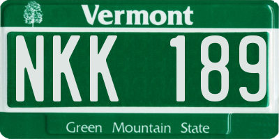 VT license plate NKK189