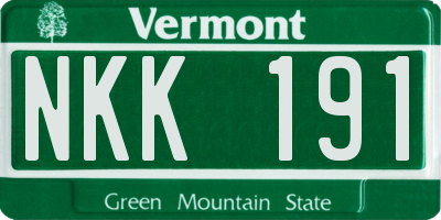 VT license plate NKK191