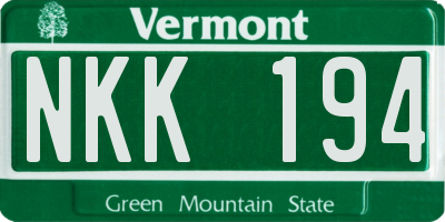 VT license plate NKK194