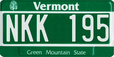 VT license plate NKK195