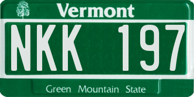 VT license plate NKK197