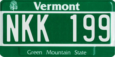 VT license plate NKK199