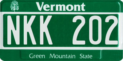 VT license plate NKK202