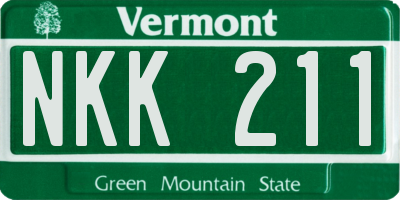 VT license plate NKK211