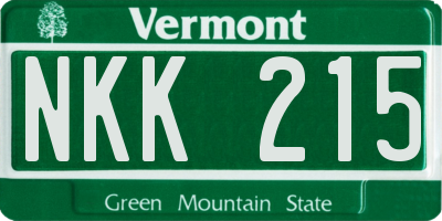 VT license plate NKK215
