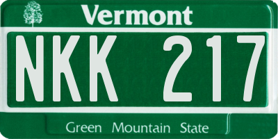 VT license plate NKK217